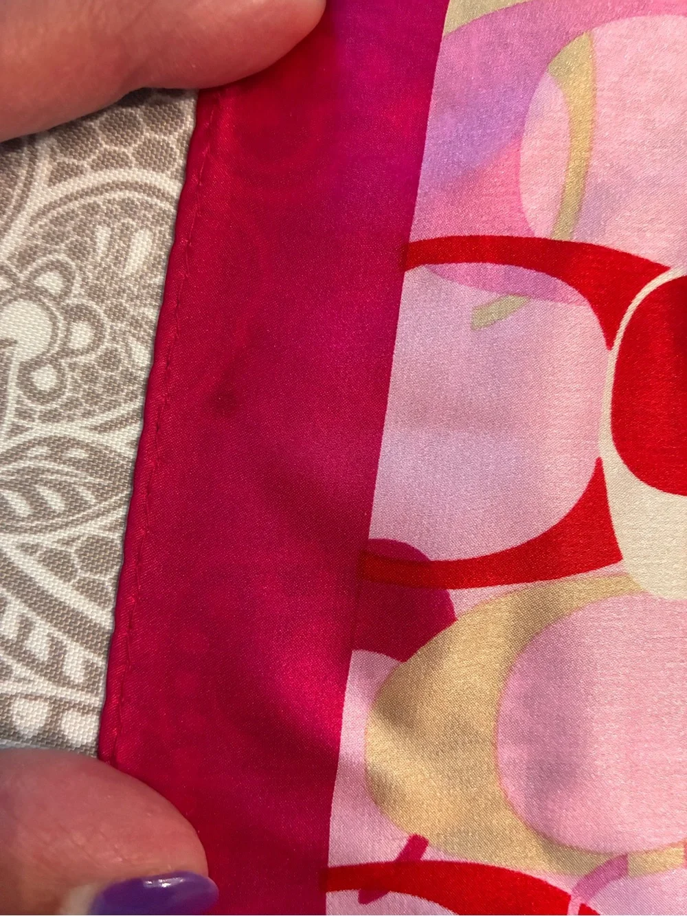 Coach Pink and Fuschia Signature Silk Square Scarf